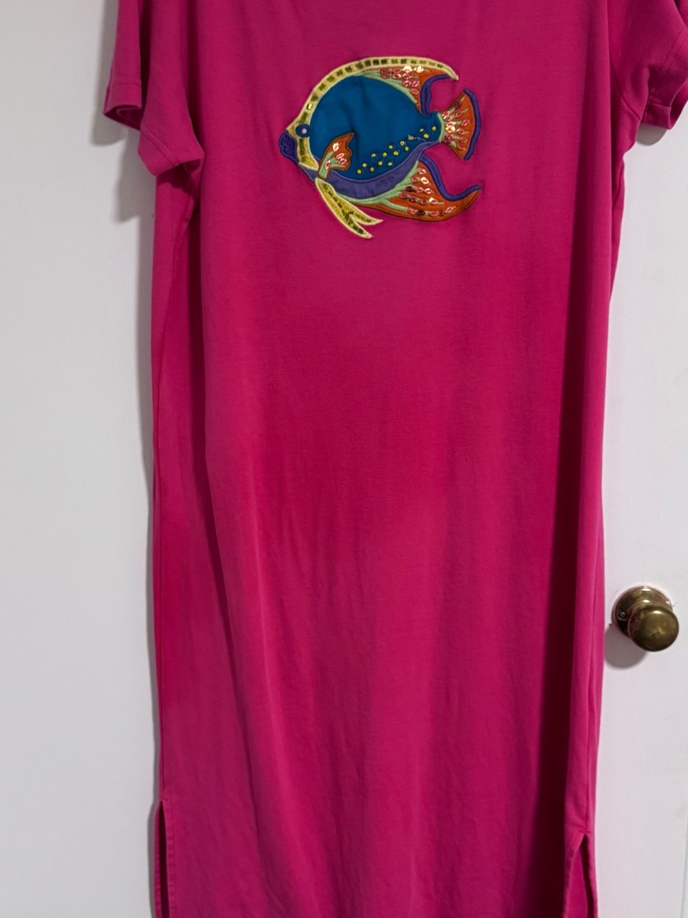 Vintage Patio Dress Go Softly Cotton House Dress Resort Wear Tropical Fish M VNT